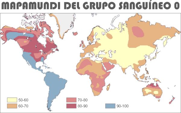 Población mundial y sangre tipo 0